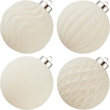 Large Velvet Christmas Ball Ornaments - 4 Inch Flocked Christmas Balls Shatterpr