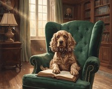 Classic Dog Portrait Cocker Spaniel Oil Painting Print Pet Lover Wall Art 8"x10"