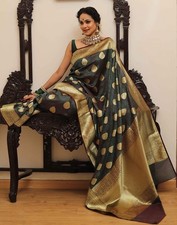 Kanjivaram Silk Saree Jacquard Banarasi Sari With Blouse Piece