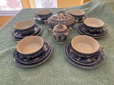 MCM Blue Willow Made In Japan Ceramic 21 Piece Child s Miniature Tea Set