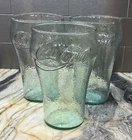 Vintage Indiana Glass Coca Cola Glasses Oversized 32 oz Green Set Of 3