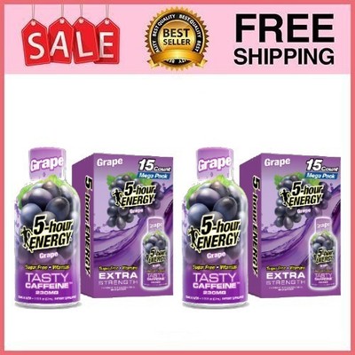2 Pack 5-hour ENERGY Shot, Extra Strength, Grape, 15 Count/ Pk