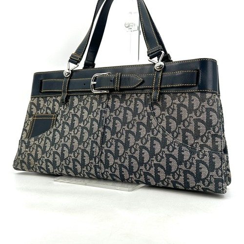 Christian Dior Trotter Handtasche Canvas Leder Street Chic Gürtel Navy - Bild 4 von 24