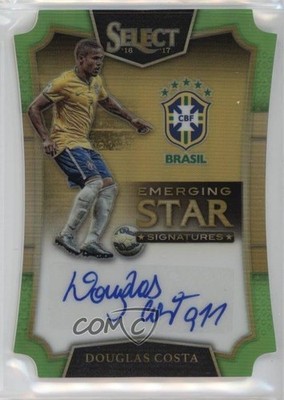 2016 Panini Select Neon Green Prizm Die-Cut /60 Douglas Costa #ES-DCO Auto 06qq