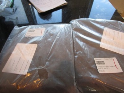 2 Pottery Barn Belgian linen DRAPEs curtains 50 96 cafe noir  New
