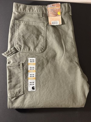 Carhartt Loose Original Fit Washed Duck Work Dungaree GREEN/ NEW