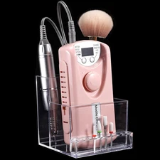 10 Holes Mini Nail Drill Machine & Bits Storage Box, Transparent Nail Drill Grin