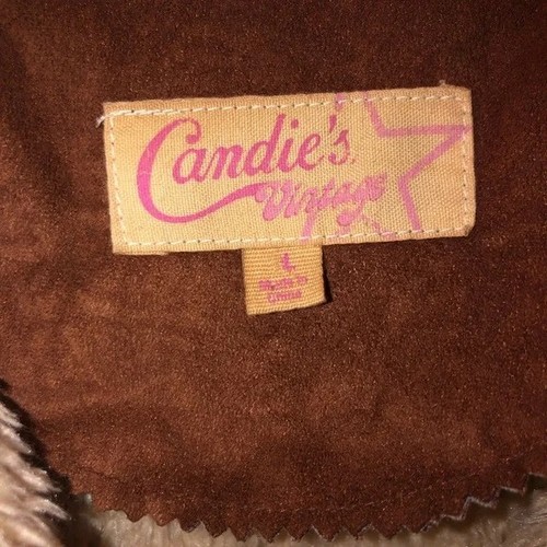 Y2k Candies Faux Suede Fur Jacket L Penny Lane Embroidered Brown Beige Vintage 90's - Bild 19 von 23
