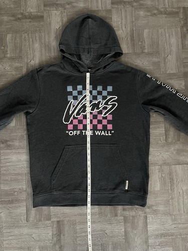 Boy’s VANS Vintage Logo Gray Hoodie Sweatshirt Size XL Youth Unisex Checkered - Picture 7 of 10