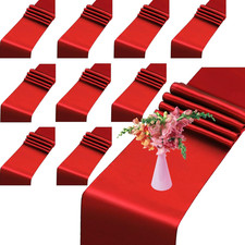 10 Pack Red Table Runner 12 X 108 Inches Wedding Satin Silk Table Runner,Red Sat