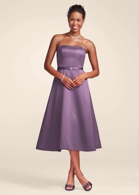 Michelangelo Womens 4 Lavender Midi Dress Strapless Belted Prom Brides Maid  | eBay