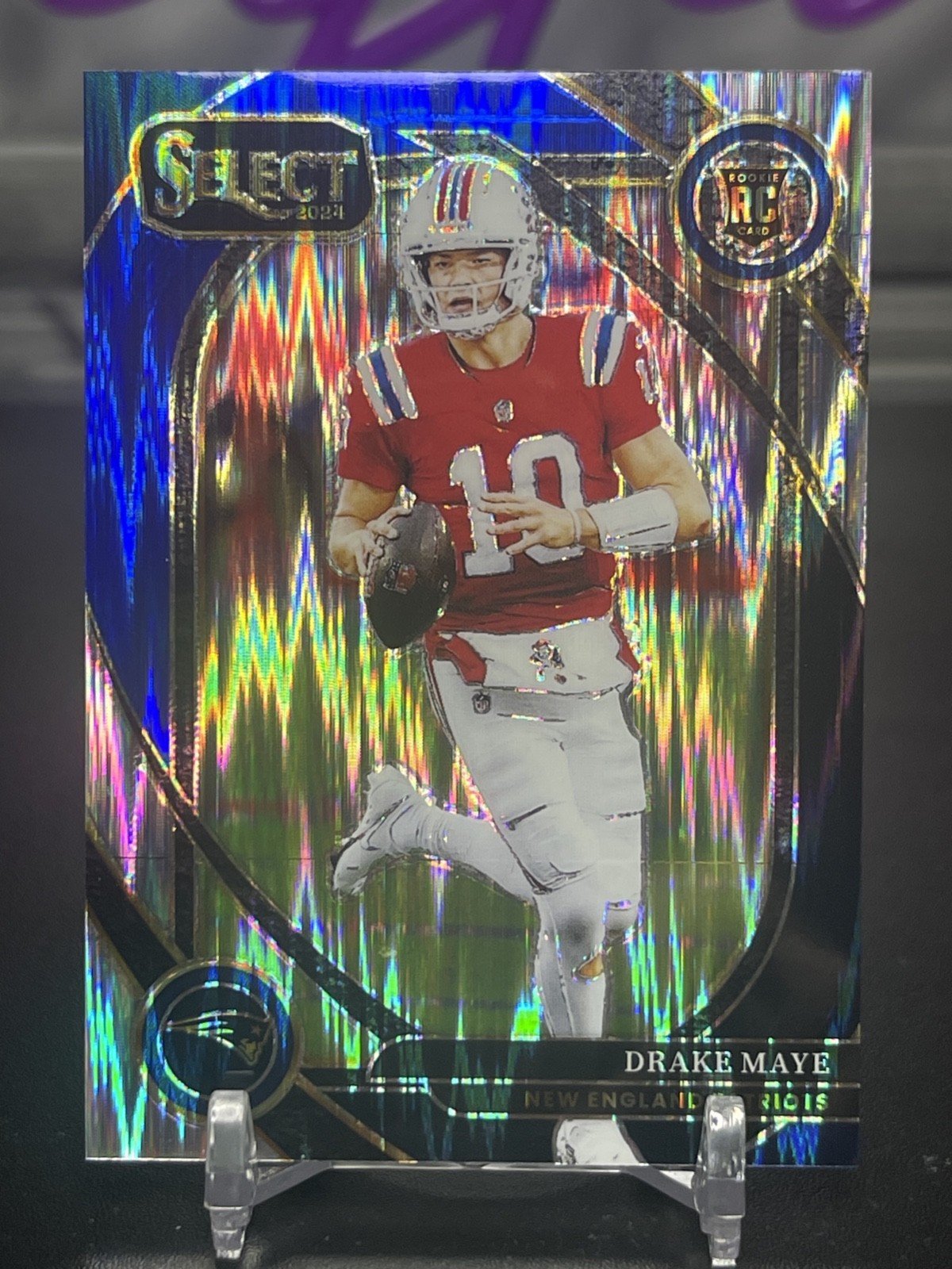 2024 Panini Select - Club Level Drake Maye #218 Black Blue Prizm Shock