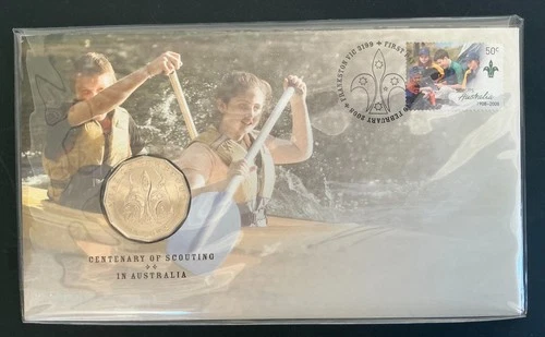 2008 Australia Centenary of Scouting Royal Australian Mint PNC with 50¢ Coin