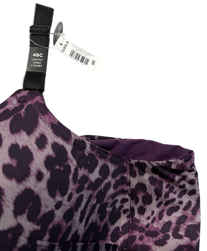 SUJETADOR TÓRRIDO TALLA 48C PÚRPURA LEOPARDO 360 ESPALDA ALISADO ALAMBRE LIGERAMENTE FORRADO NUEVO Foto 3 de 4