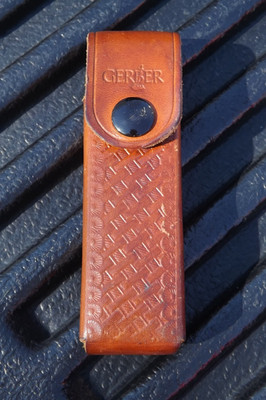 Gerber MPT Folding Multitool Leather Sheath Basket Weave Belt Pouch 4.75''x4.25''