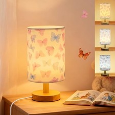 Kids Table Lamp for Bedroom,Kids Bedside Lamps 3 Colors Dimmable Butterfly