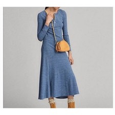 Polo Ralph Lauren Waffle Knit Henley Thermal Maxi Dress.