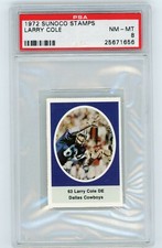 LARRY COLE 1972 Sunoco Stamps Dallas Cowboys Rookie RC PSA 8 NM-MT