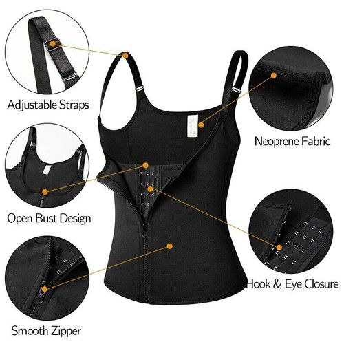 Mujeres Entrenador de Cintura Chaleco Cremallera Formador de Cuerpo Corsé Faja Adelgazante Cinturón Prenda para el torso Tanque - Imagen 3 de 20