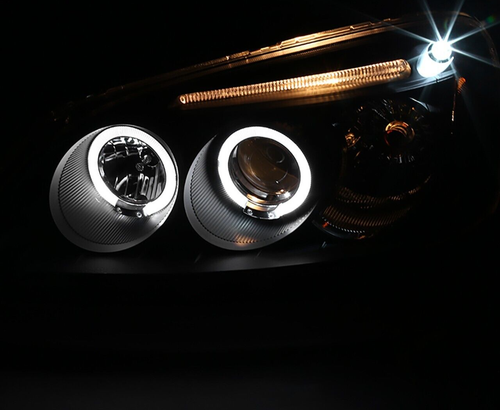 For 01-03 Honda Civic Black Housing Projector Headlights w/Halos Coupe Sedan - Picture 2 of 3