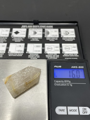 Quarzo Rutilato Dorato Naturale 16,0g Cristallo TORRE Lucido Guarigione Eterica L4 - Foto 12 di 12