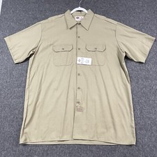 Dickies Shirt Mens 2XL Beige Short Sleeve Button Up Work Utility - New