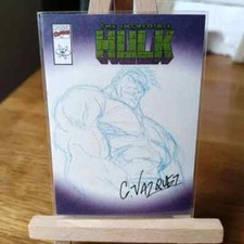 Incredible Hulk 2001 Topps Marvel Legends Sketch Card Gus Vazquez Signed Rare
