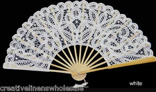 White Victorian Battenburg Lace Wedding Bridal FAN New Wedding Party Supply