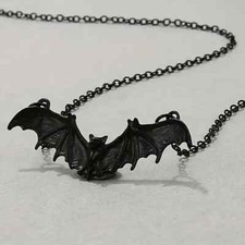 Black Bat Pendant Necklace Halloween Gothic