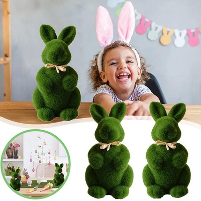 Easter Green Flocked Bunny Holiday Figurines Garden Decorations αт Q5U3