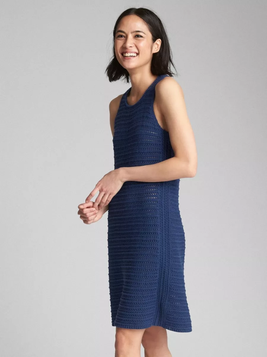 NWT Gap Crochet Tank Dress Comet Blue SIZE XL 294717 E920 eBay