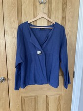 Grizas Linen Boxy Jacket M Chest 46’ Denim Blue Woven Big Button Light