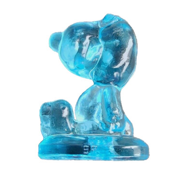 Beagle Dog Paperweight Iridized Shine Blue Glow Glass Figurine Snoopy Style