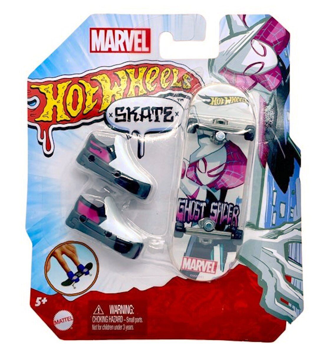 Hot Wheels Skate De Dedo Com Tenis Marvel Homem Aranha Hnl77 em