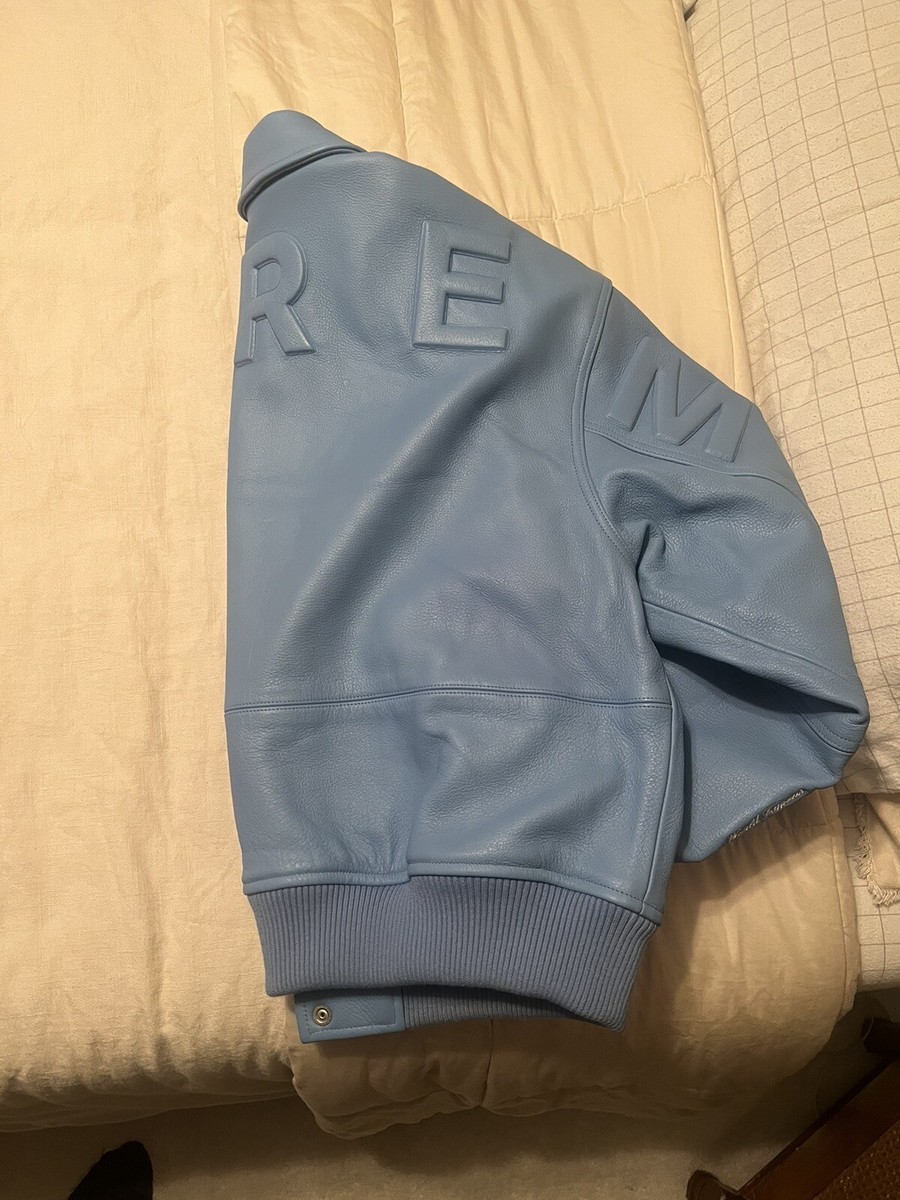 Supreme Gore-Tex Infinium Windstopper Leather Varsity Jacket