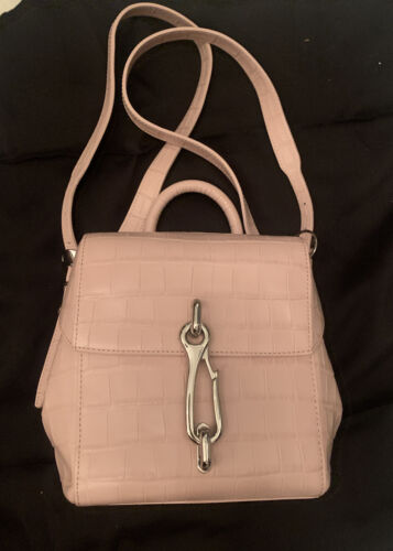 NEW Alexander Wang Hook Croc Embossed Leather Backpack in LIGHT PINK - Picture 1 of 11