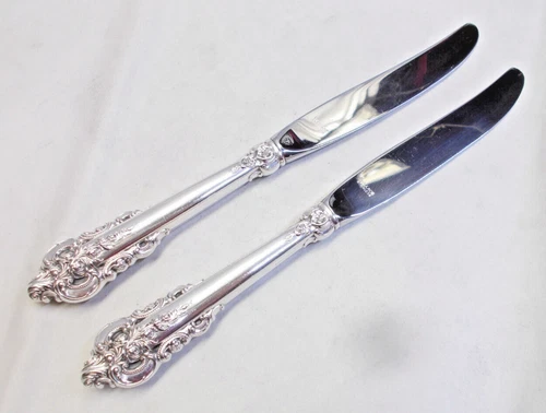 2 GRANDE BAROQUE STERLING SILVER PLACE KNIVES 9 3/4"-ORNATE/POPULAR 1941 WALLACE