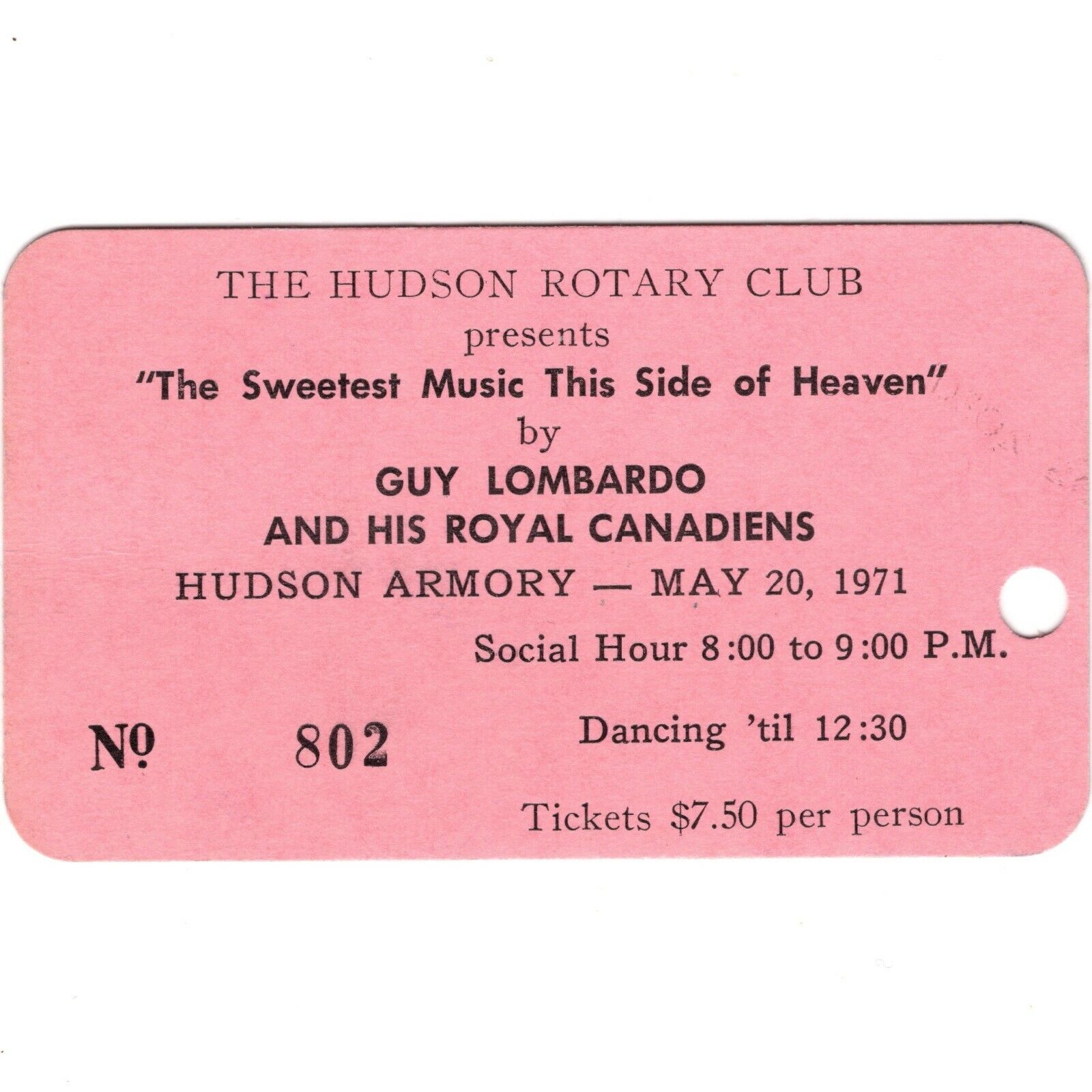 Max 76% OFF GUY LOMBARDO Superlatite HIS ROYAL CANADIANS Stub Ticket HUDSON MA Concert