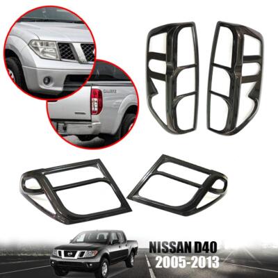 Set Tail Lamp Head lamp Light Cover Carbon For Nissan Navara D40