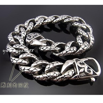 8.66''Charming Cool Mens Curb Chain Bracelet Bangle Stainless Steel Silver Flower
