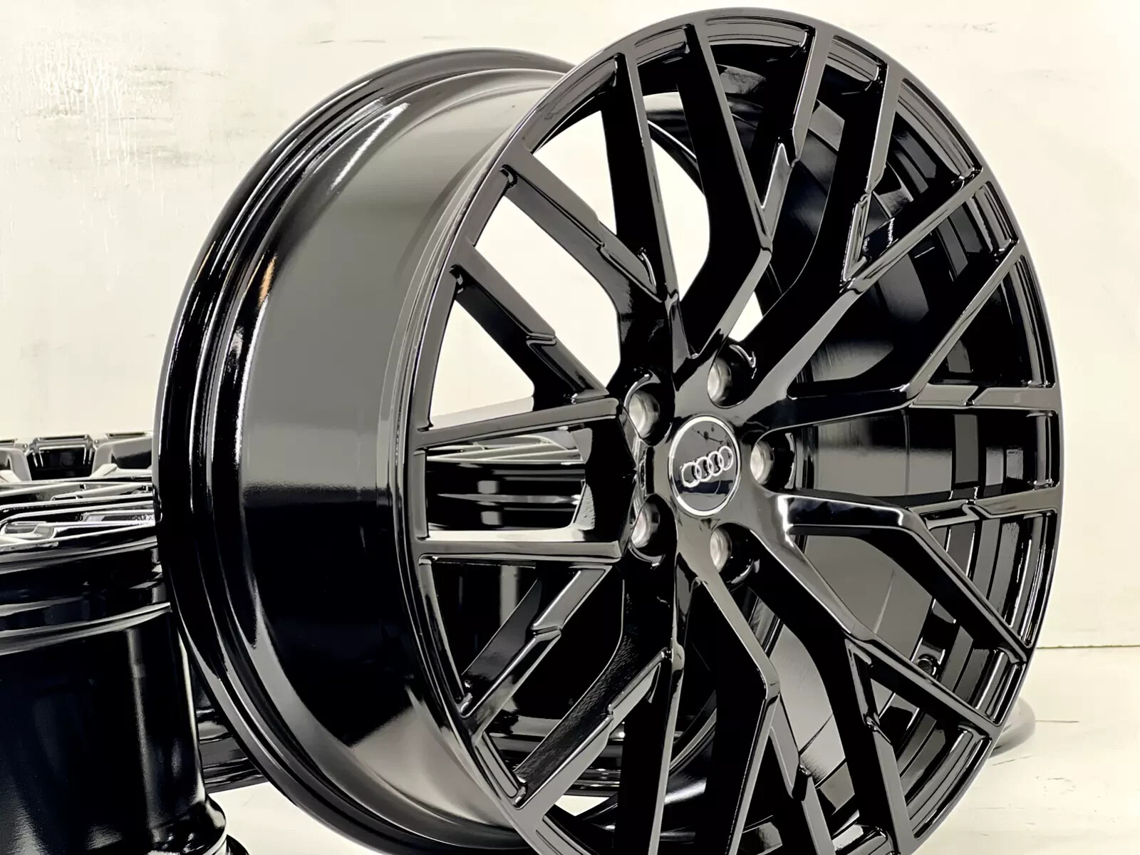 (4) 20x9 AUDI R8 GLOSS BLACK WHEELS RIMS A3 A4 A5 A6 A7 S4 S5 RS 5x112 +32MM
