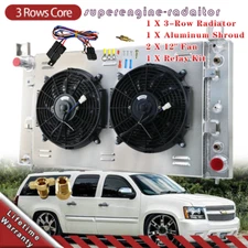 Radiator 3Row Shroud Fan For 1999-2012 Chevy Silverado 1500 2500 Tah 4.8/5.3L