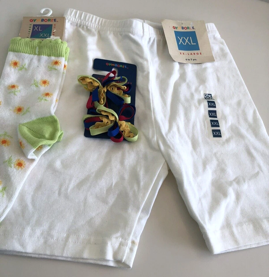 Vintage 1999 Gymboree Sunflower Brights XXL 6 a 7 Conjunto de 3 Peças Feminino Novo com etiquetas Shorts - Imagem 2 de 4