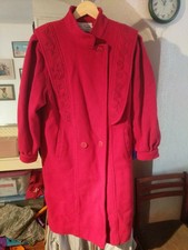 Spencer Douglas Womens Over/ Pea Coat Wool Jacket Size 8 Red Made In Usa