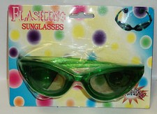 1 Multi Color Flashing Sunglasses Green Partys  Fun Batteries Included NIP