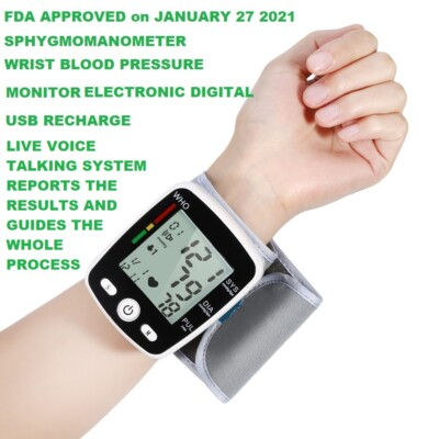 #ad FDA Approved Wrist Blood Pressure Monitor Live Voice Talking System Guides USB $49.99