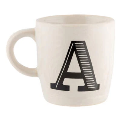 FABFINDS Black & White Alphabet Hugga Mugs Assorted Letters