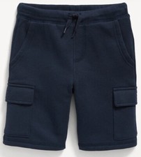 Old Navy Boys 10-12 LARGE Cargo Fleece Jogger Shorts NAVY BLUE Pockets 31823