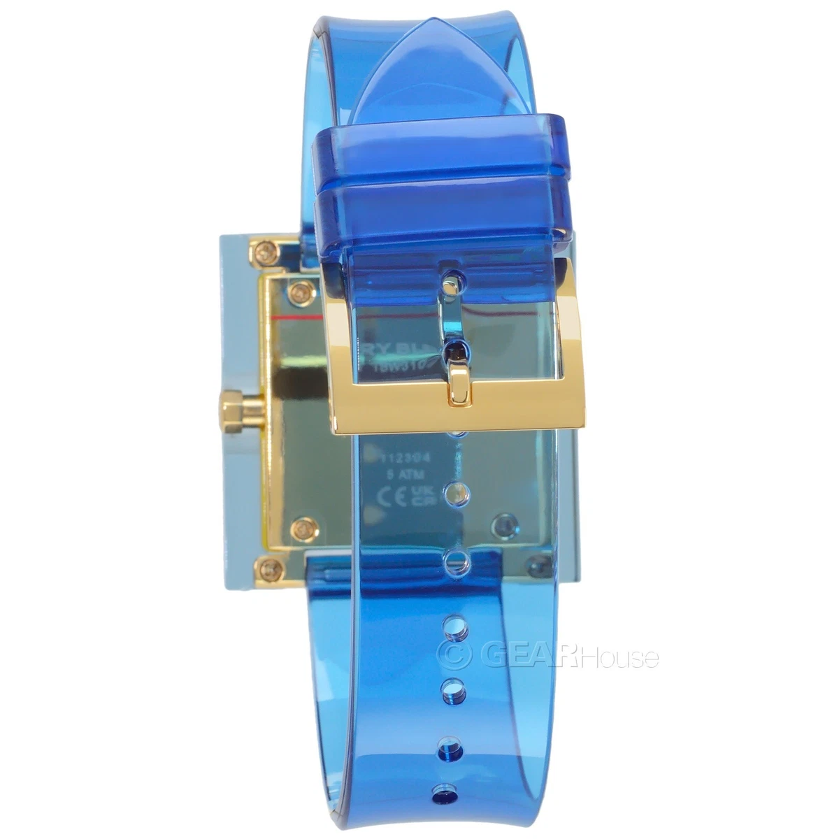 TORY BURCH Sedgwick Womens Square Watch White Dial Blue Yellow Translucent Band