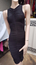 NEW  Atmosphere Black Ruched  Stretchy Dress Sleeveless  Size UK 8
